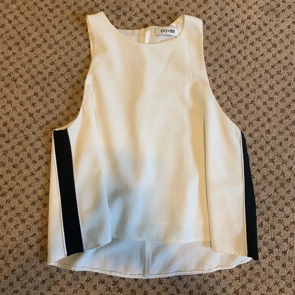 Do+Be white tank top blouse with black side panels - Picture 1 of 2